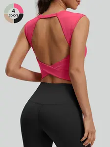 Women's High Elasticity Sports Bra, Cross Back Supportive Tank Top, Breathable Quick-Dry Fabric, Ideal for Fitness Running Yoga, Workout Clothes for Women