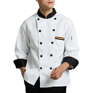 Unisex Chef Coat for Men Long Sleeves Solid Chef Jacket Hotel Restaurant Work Shirt Uniform