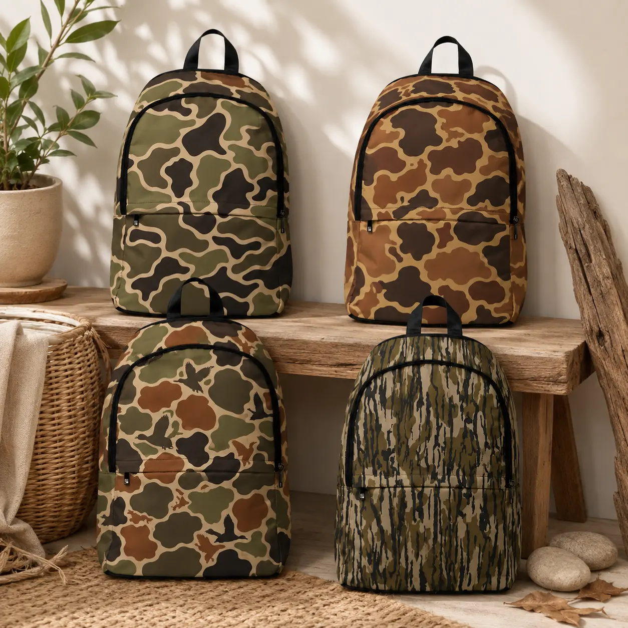 Camouflage Backpack, Hunting Camo Backpack, Military Style Backpack, Duck Hunting Bag, Woodland Backpack, Outdoor Travel Daypack, Nature Camo Bag