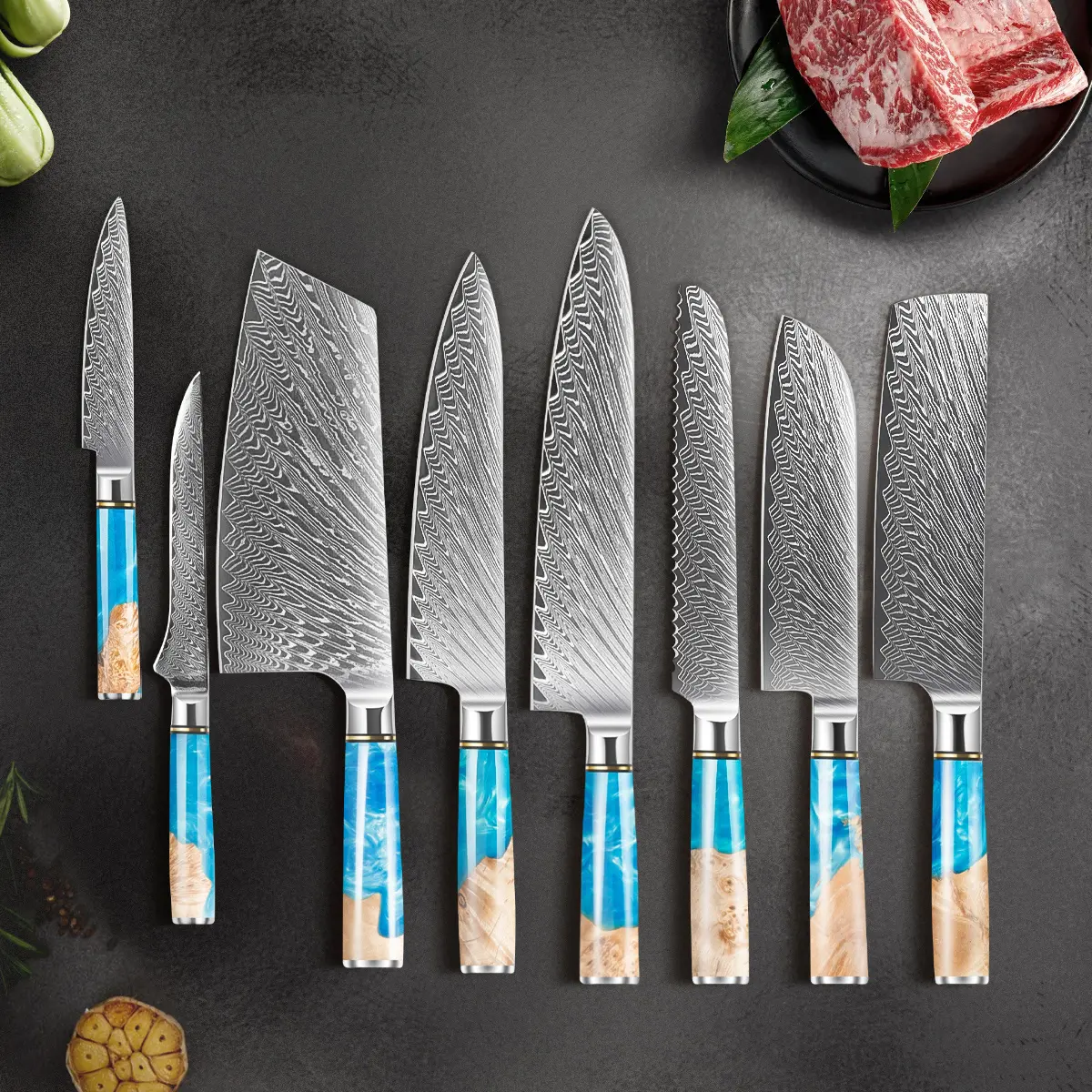 Chef's knife 8-inch Damascus stainless steel kitchen knife, professional kitchen knife, ultra sharp cooking knife, with high-end gift box