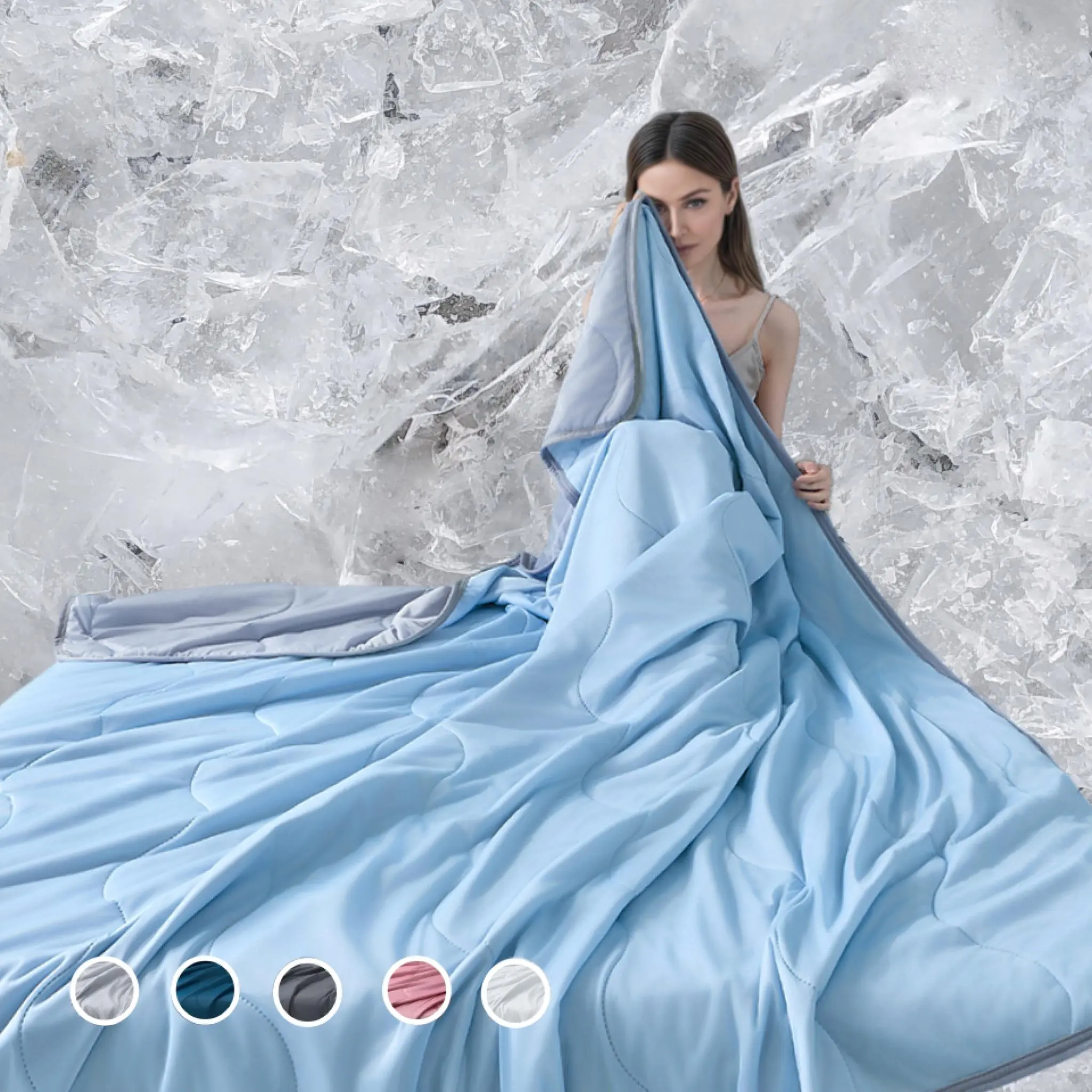 Cooling Silk Ice Cream Summer Quilt, Breathable Soft Thin Comfort Blanket, Perfect AC Throw for Hot Days, Microfiber Bed Set, Breathable Duvet Set, Air Conditioning Quilt