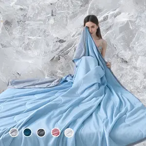 Cooling Silk Ice Cream Summer Quilt, Breathable Soft Thin Comfort Blanket, Perfect AC Throw for Hot Days, Microfiber Bed Set, Breathable Duvet Set, Air Conditioning Quilt