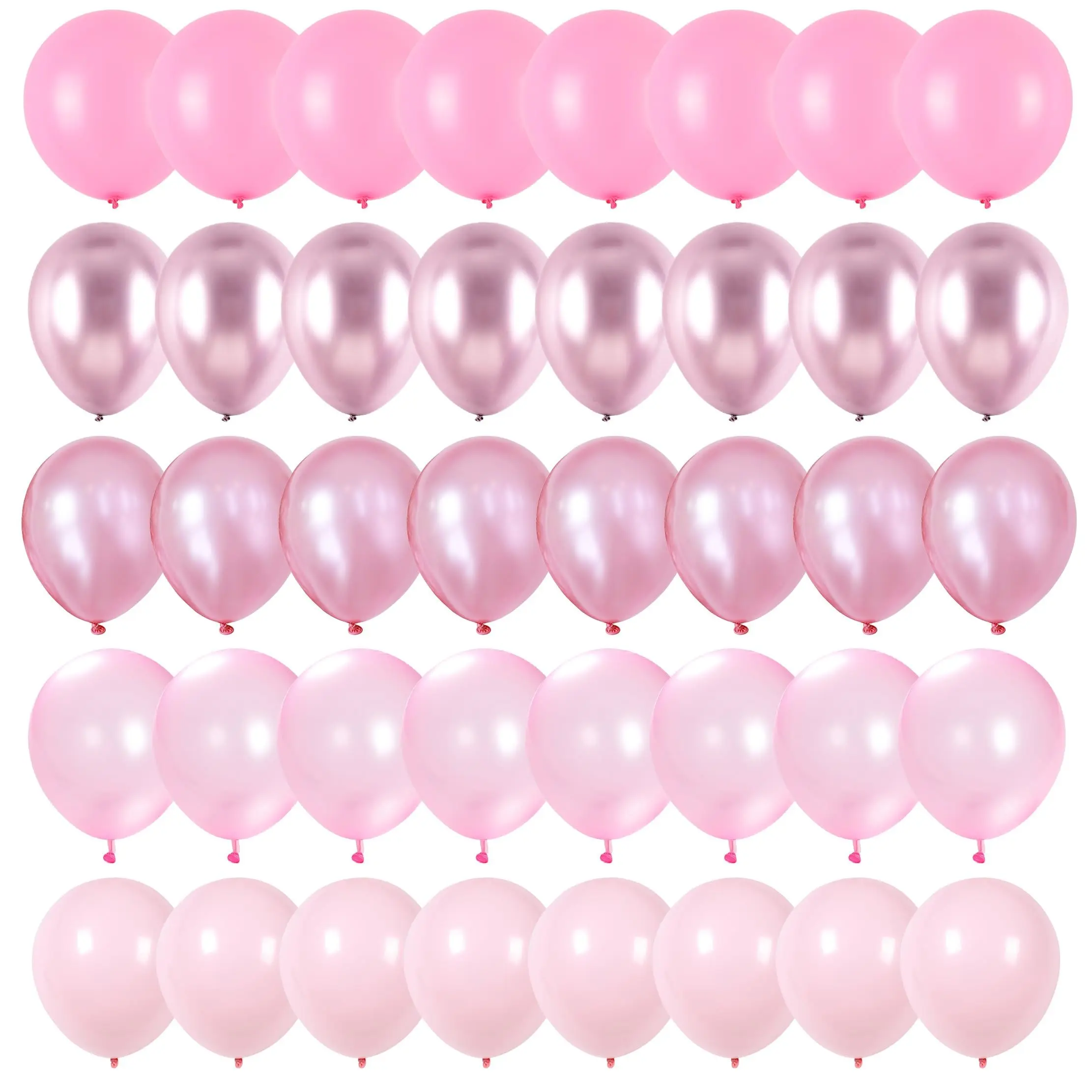 Pink Balloon Set, 60 Pieces, 12 Inch Metal Chrome Pearl Macaron Color Light PInk, Latex Balloons For Balloon Arch, Girl Birthday Decorations Wedding Anniversary Baptism Baby Party Balloon Arch Decoration