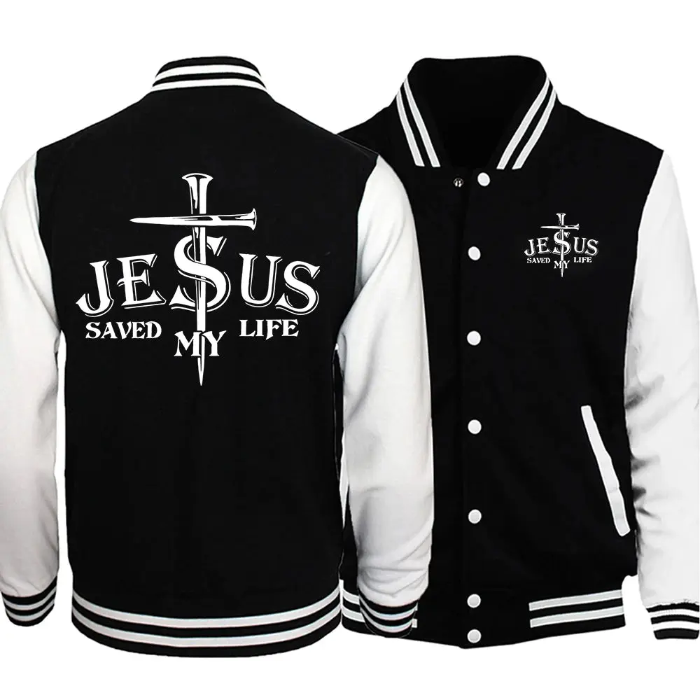 Jesus Saved My Life Letter Graphic Jacket Jesus Saved My Life Letter Graphic Jacket
