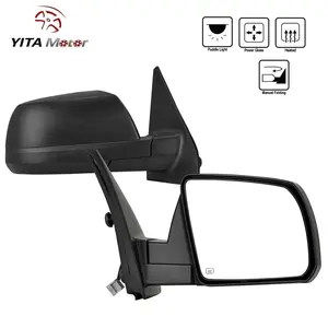 YITAMOTOR 1PC Right/Left Passenger Side Mirror Compatible with 2007 2008 2009 2010 2011 2012 2013 Tundra, Towing Mirror with Power Adjustable Heated Manual Folding Puddle Light Black Car Accessories