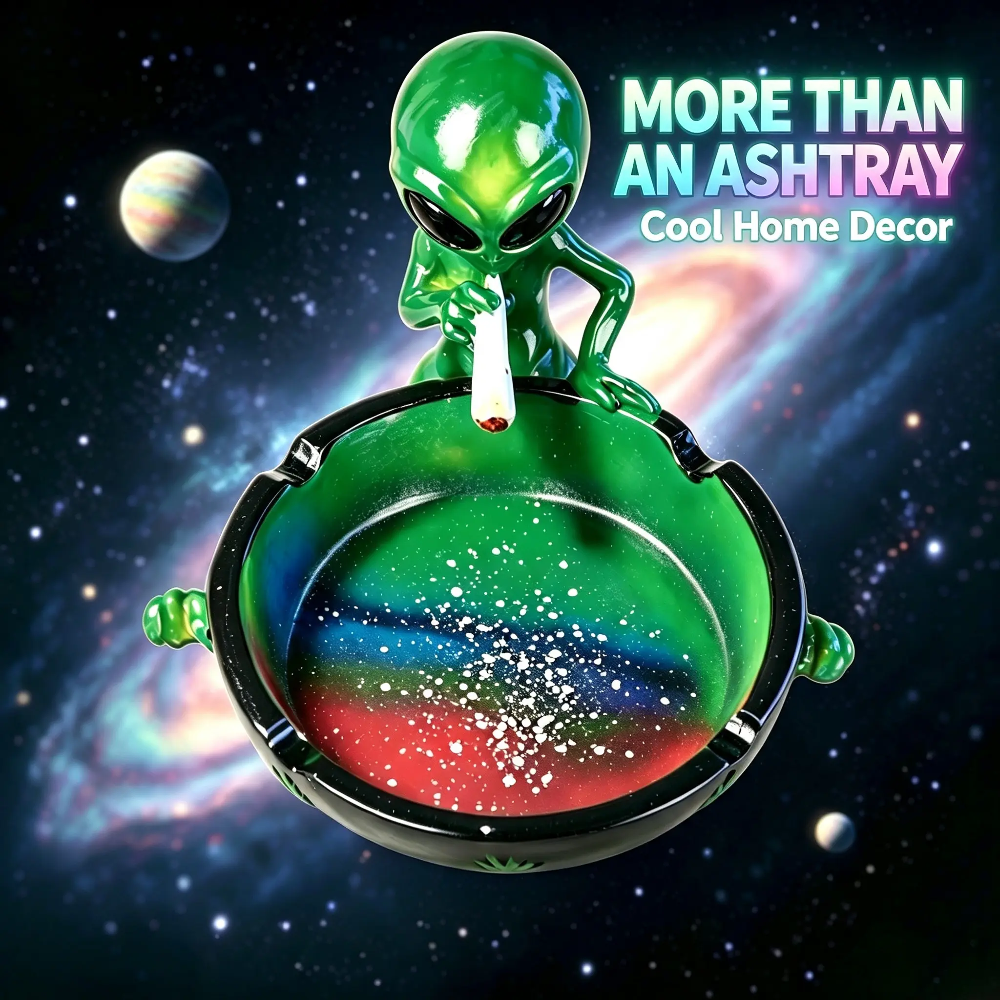 Cool Sci-fi Resin Alien Ashtray - Little Cute Ash Tray for Indoor & Outdoor - Novelty Decorative Ornament Figurine for Home Decor - Unique Adorable Birthday, Halloween, Thanksgiving & Christmas Gift Idea for Smokers, Men & Women