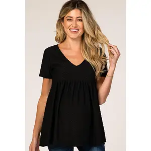 Black Textured Babydoll Maternity Blouse
