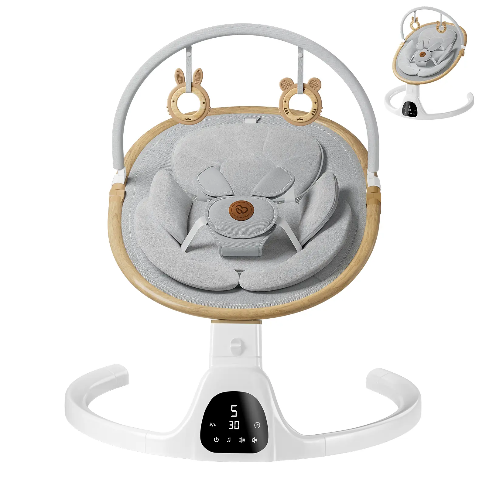 Gray Oak Grain & Teether Ring Set