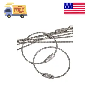 5 Inch/10 Inch Wire Keychain Cable Large Stainless Steel Key Ring Loop Holder, 20/50/100 Pack