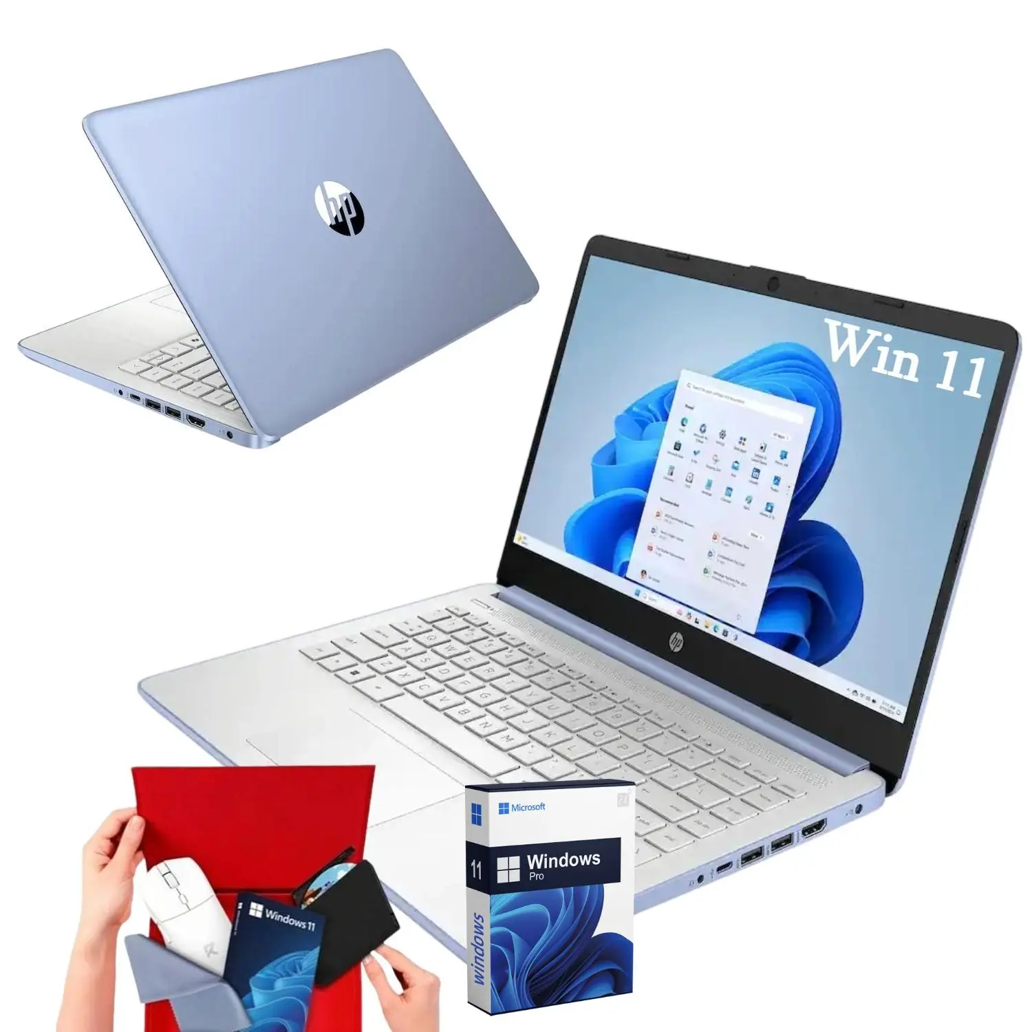 HP 14-in Student Laptop - Intel N150 Processor (Up to 3.6GHz), 4GB RAM, 128GB Storage, 1-Year Office 365, Windows 11 Pro Slim Notebook for School & Daily Work with Bundled Accessories