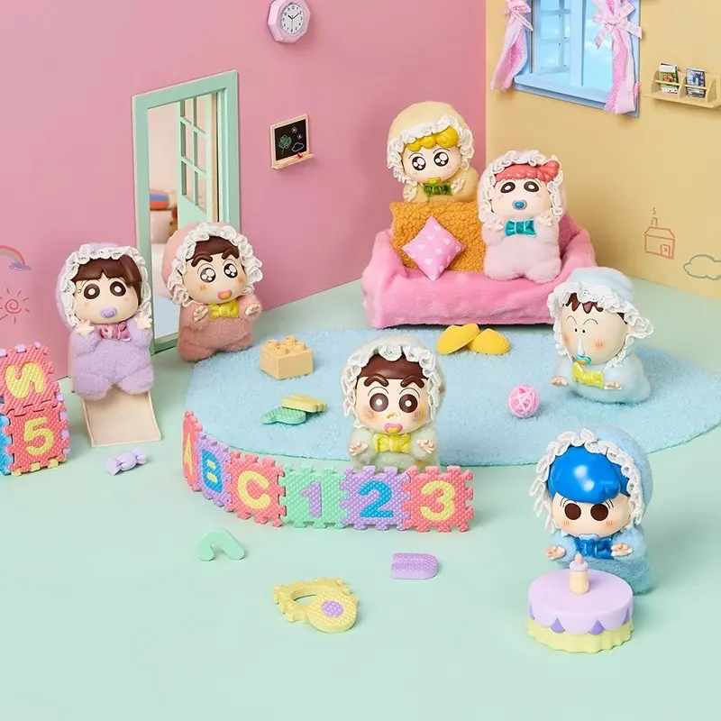 [New Arrival] MINISO Crayon Shin-chan Baby Series Plush Vinyl Blind Box - Adorable Cute Keychain Bag Charm for Women, Perfect Kawaii Accessory#Summervibes