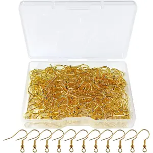 120pcs Earring Hooks with Ball and Coil, Hypo Allergenic Plated Gold Ear Wires with Transparent Storage Box, for DIY Jewelry Making