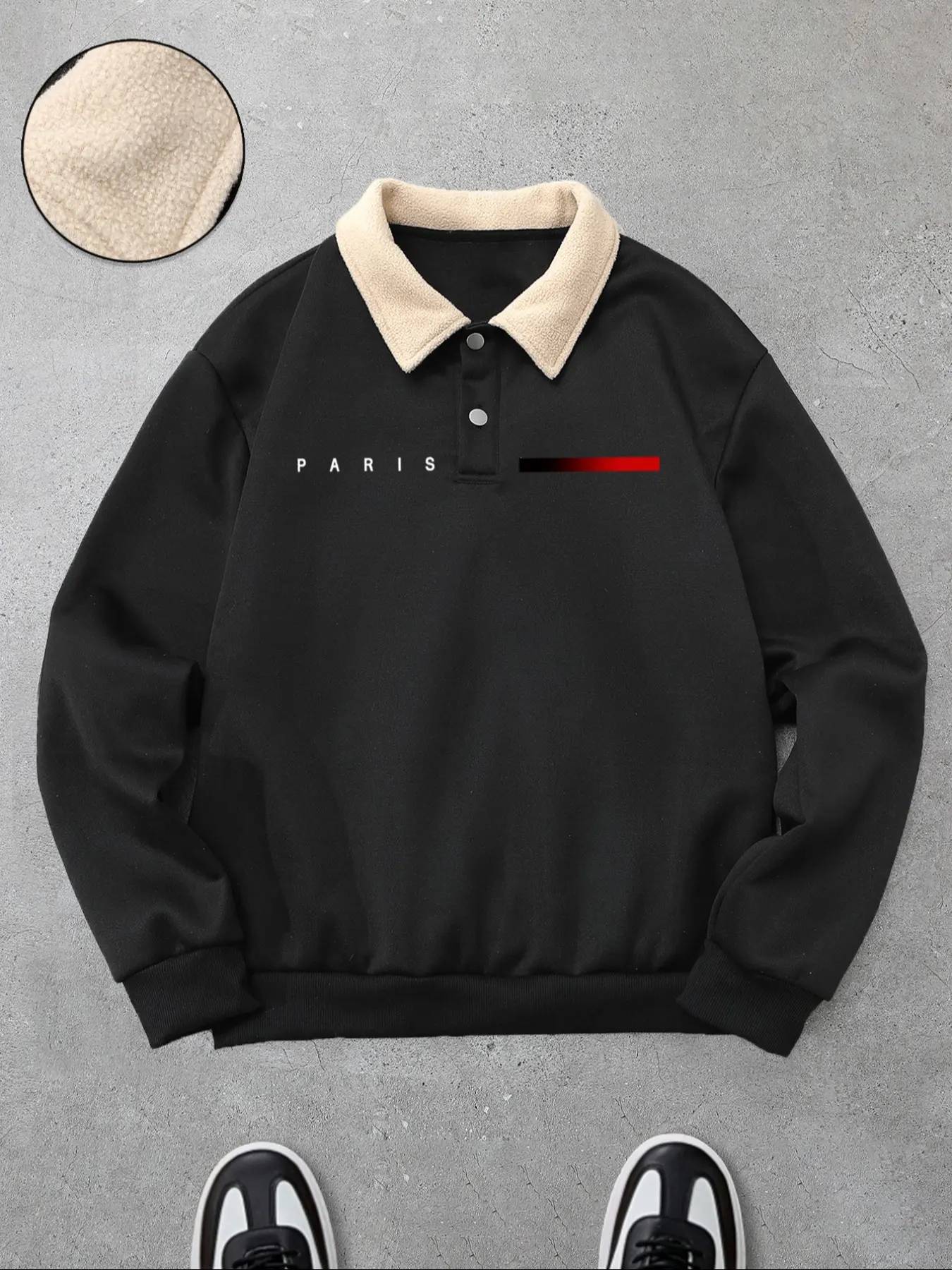 Men's Polo Collar Pullover Sweatshirt, Long Sleeve, Knit, Letter Print Design, Comfortable Soft Fabric, Casual Fashion, Loose Fit, Fall & Winter Wear