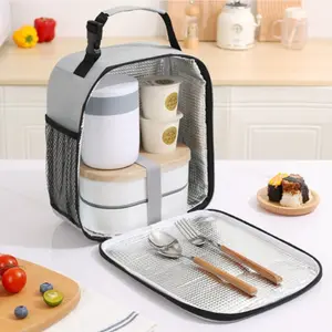 Dopamine Vertical Student Lunch Box Handbag, Insulated Bento Bag, Outdoor Fresh Keeping Ice Pack, Thermal Bento Bag