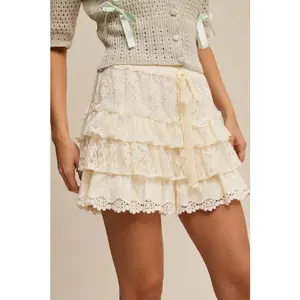 Lala Lace Ruffle Shorts - Cream