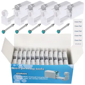 72Pcs Disposable Nose Piercing Gun Kit including 24Pcs Self Nose Piercing Gun with 24Pcs Built-in Nose Stud and 24Pcs Clean Tools for Nose Cartilage Tragus Helix Piercing