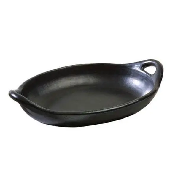 Authentic Chamba Oval Baker- Elegant & Versatile All-Natural Black Clay Platter for Baking, Roasting and Serving  - Stovetop & Oven Safe – Handmade in Colombia