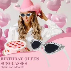3/1pcs-Birthday Girl Sash and Crown Set with Glasses - Pink Birthday Sash for Women Girls, Princess Tiara Crown, Sparkling Sash, Fun Glasses for Birthday Party Decoration, Regal Touch, Birthday Celebration