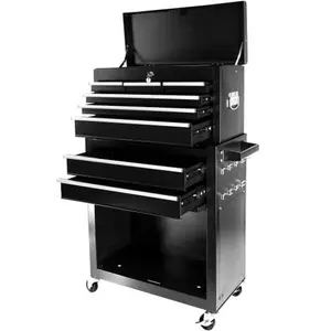8-Drawer Black Rolling Tool Chest, High Capacity Tool Box Detachable Organizer Tool Storage Cabinet with Lock for Workshop Garage