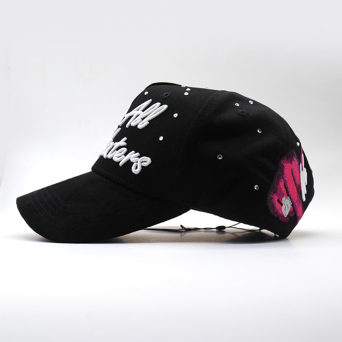 Hip Hop Inspired Black Cap with 3D Letter & Hand Embroidery, Ideal for Urban Outfits & Edgy Ensembles