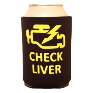 Check Liver - Hilarious Can Cooler - Funny Gag Gift Beer, Drinking Accessory,  Drinkware Bottles Printed