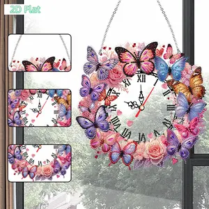 2D FLAT2D Flat DIY Irregular Shaped Drilling Diamond Painting Ornament with Clock Function Diamond Painting Clock Pendant Diamond Art DIY Diamond Painting Kit for Adults & Beginners, No Skills Needed. Sparkling Art to Brighten Rooms & Perfect Festive Gift