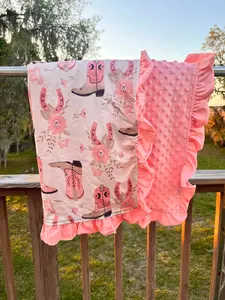 Western with ruffles  Minky Blanket