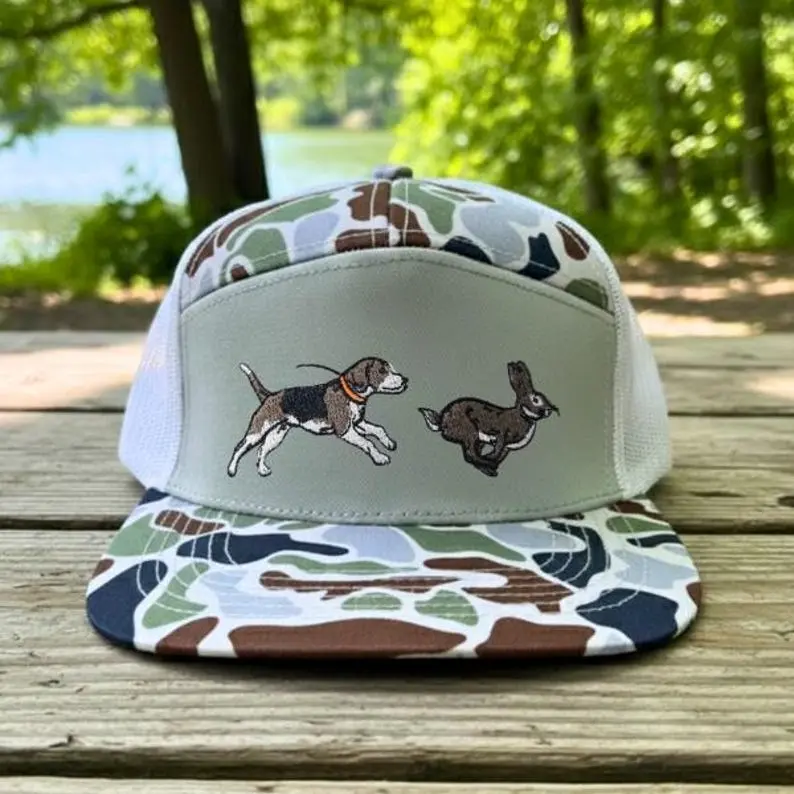 [COMBO 2 SAVE 50%] Embroidered Camo Trucker Hat: Dog & Rabbit Hunting Design