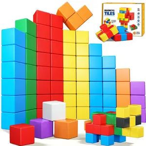 Magnetic Blocks 32PCS STEM Educational Toys for Toddlers Age 3-5 Safe Strong Magnets ABS Material Round Edges  Construction Cubes Gifts for Boys Girls Perfect STEM Learning Toys