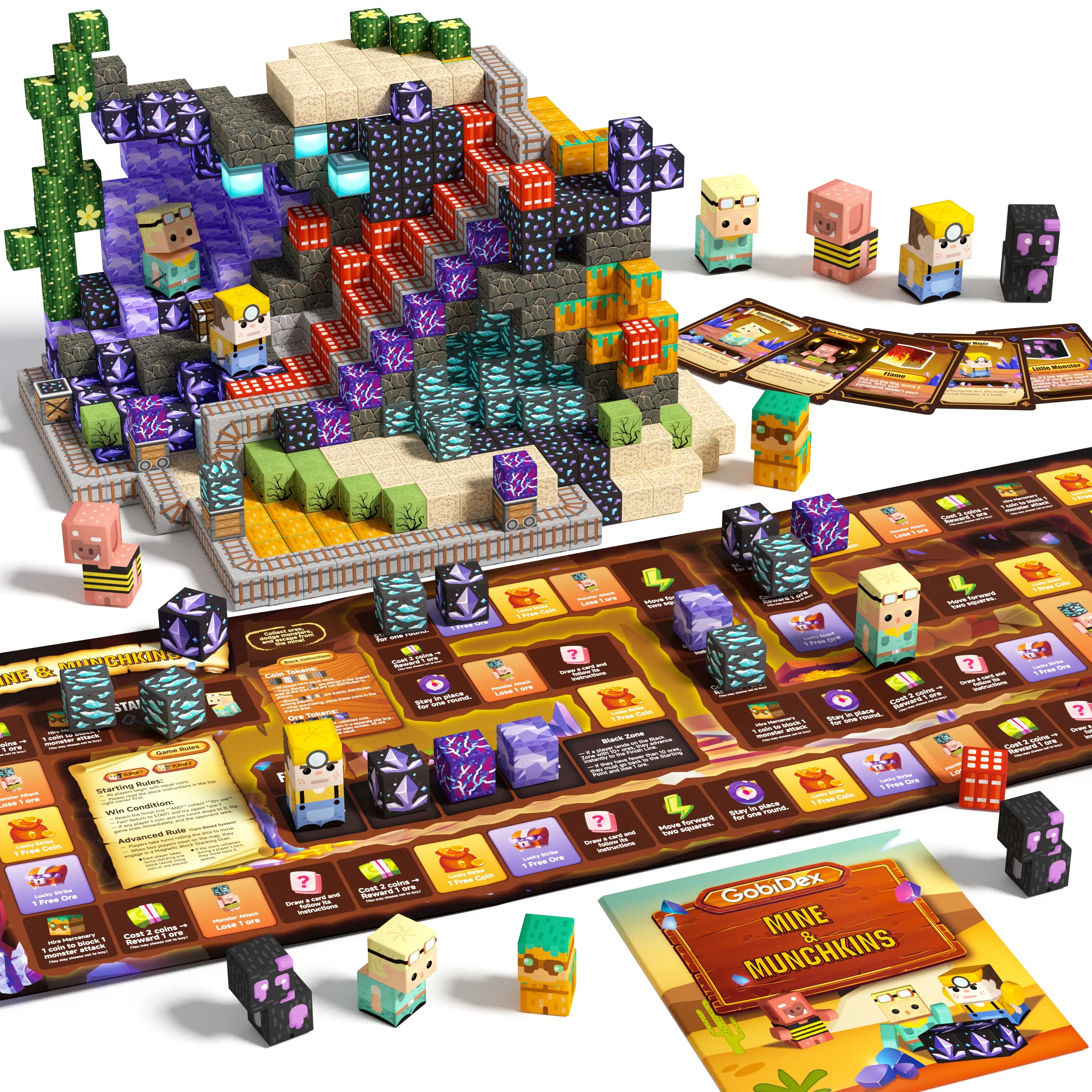 GobiDex 500 PCS STEM Game-based Gemfire Hollow Magnetic Building Blocks & Interactive Game Map Creative Play for Kids Ages 3-12