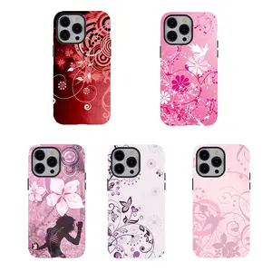 Y2K Pink Floral Phone Cases,Girly Protective Covers for iPhone 17 Air Promax 16 15 14 13 12 11 8 7 for Samsung Series,Romantic Shockproof Tough 2-piece phone case,Coquette Aesthetic Phone Protection Casing
