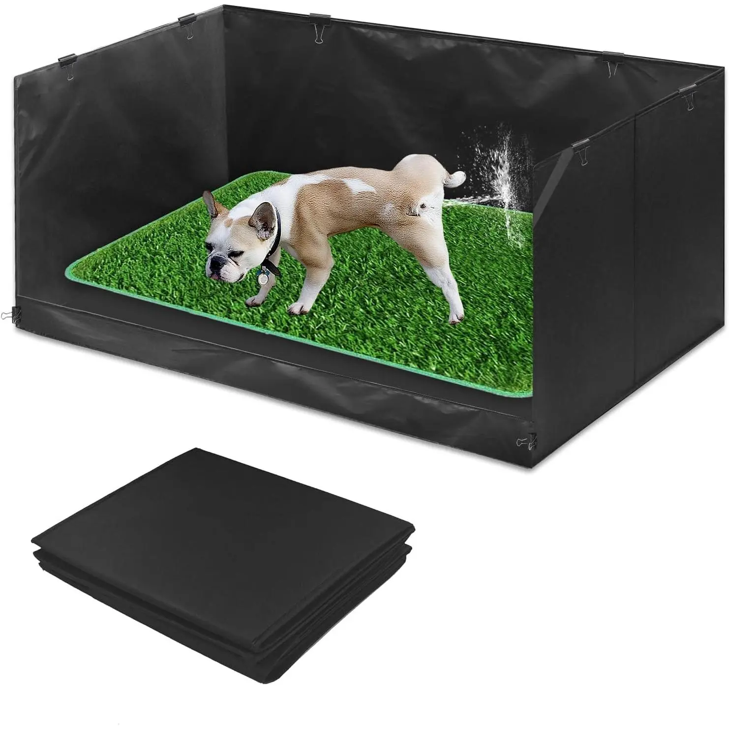 High Sided Litter Box for Puppies Small Dogs, Foldable Puppy Potty Tray with Artificial Grass, Waterproof Liner, 15.7x23.6x35.4in Dog Pee Pad Holder Indoor Use