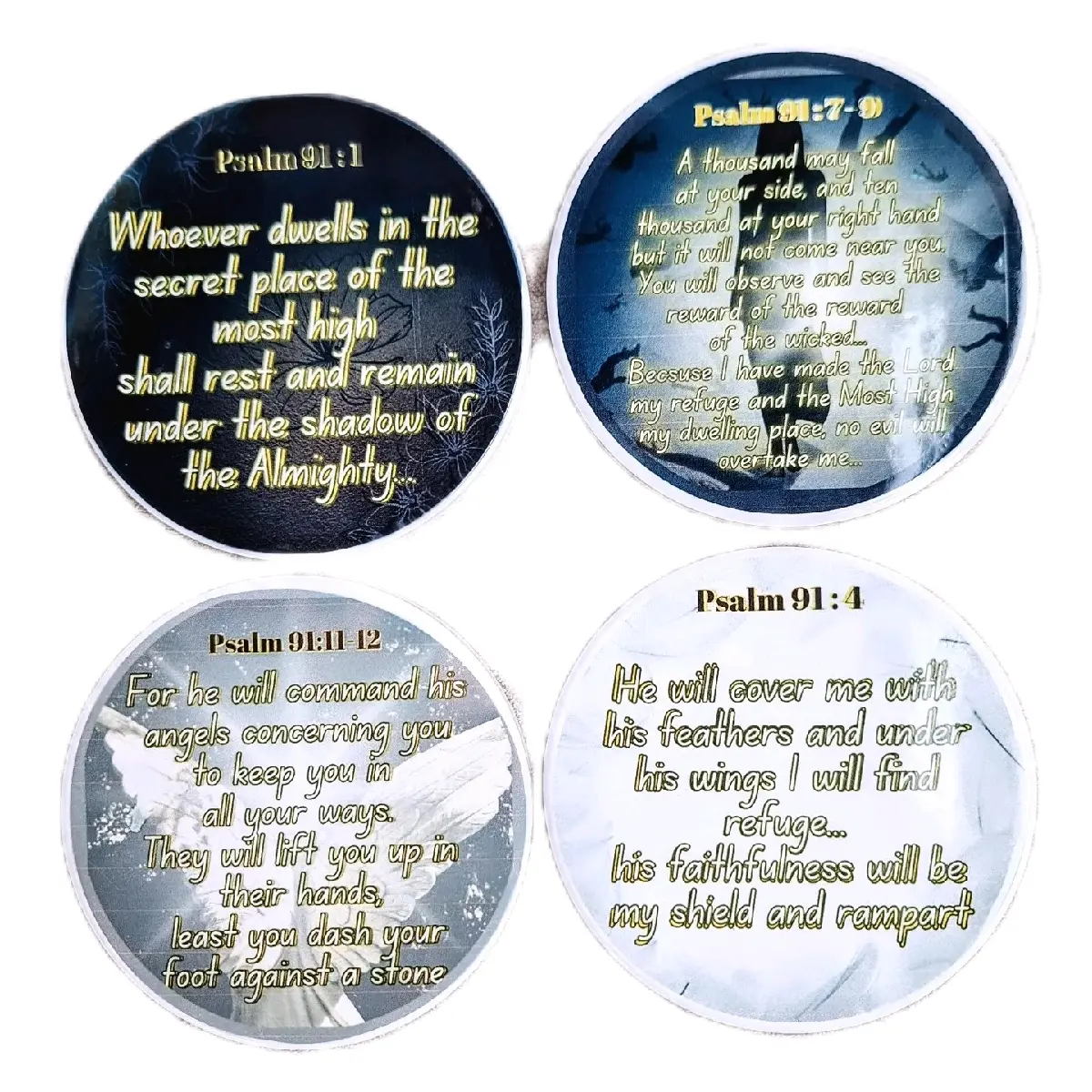 Psalm 91 Ceramic Coasters Set of 4 - Customizable for Home Decor
