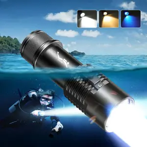 Portable Diving LED Flashlight, 1 Count Rechargeable Alloy Underwater Flashlight, Handheld Flashlight for Underwater Hunting, Fishing, Sea Catching, Diving Lamp