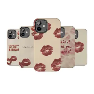 Phone Case for iPhone 17 Pro Max 16 15 14 Plus 13 12 Mini 11 XR X XS Air E Cute Kiss Print Phone Case – Half Goddess Half Devil Design, Trendy iPhone Gift for Women