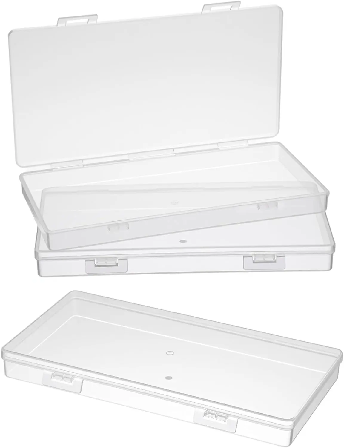 3pcs Mini Plastic Storage Box with Hinged Lid, 6.5x3.3in Clear Rectangle Dustproof Organizer Case Small Clear Plastic Storage Containers Box for Jewelry, Beads, Crafts, Game Pieces, Business Cards