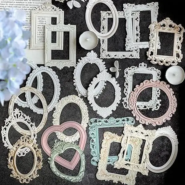40pcs Vintage Lace Frames | Scrapbook Paper, Hollow Embossed Photo Frame Materials, Scrapbooking Paper Background, Window Frames Decoration Paper for DIY Junk Journal Crafts Journaling Scrapbook Supplies