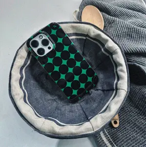 Abstract Green Black Dots Pattern Phone Case for iPhone
