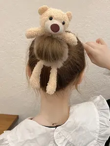 Cute Bear Hair Tie for Girls, Soft Plush Cartoon Hair Elastic, Trendy Headband for Stylish Hairstyles, Comfortable and Adorable Accessory