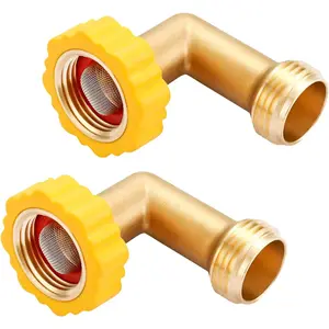 Lead-Free Brass 90-Degree Hose Saver Elbow Fitting, Quick Swivel Connect Adapter with 3/4" Thread Size Connector