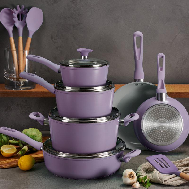 Tramontina 14 Pc Ceramic Induction-Ready Cookware Set, Purple