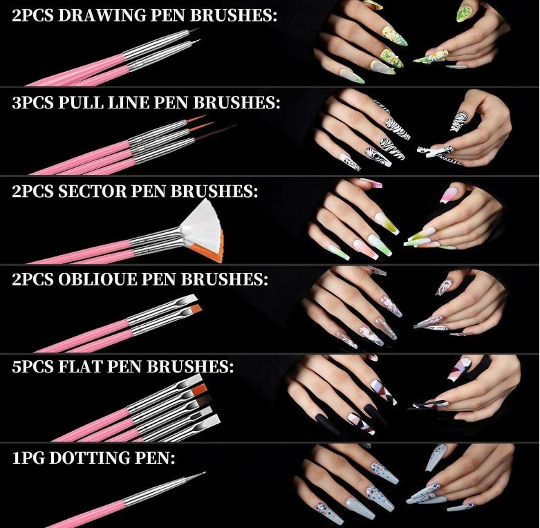 Teenitor Square Nail Tips with Nail Charms Nail Art Brushes, 240pcs XXL Fake Nails with Nail Stand for Extensions, Clear Acrylic Nail Tips Gel Nails Long Full Coverage