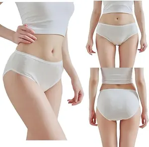 Women's Disposable Cotton Underwear 30 Pack Soft Breathable White Panties for Travel & Everyday Use with Soft Elastic Waistband and Breathable Fabric