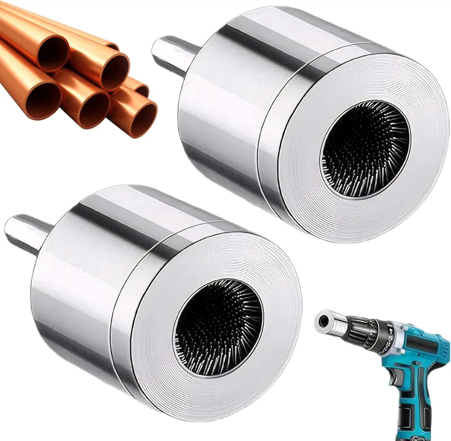 1/2" & 3/4" Metal Copper Pipe Cleaner, Copper Tube Pipe Cleaning Brush and Heavy Duty Tube Cleaning Brush for Professional Plumbers and Industrial Purposes,dealsforyoudays