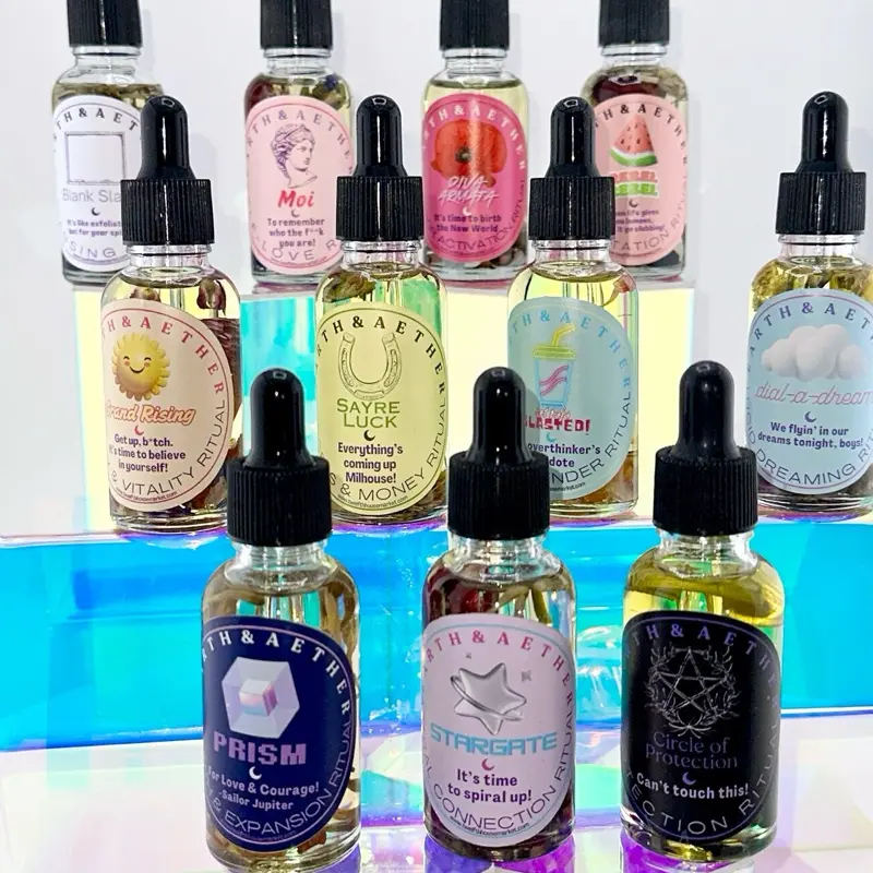 Earth&Aether Spell altar oil- choose your intention: cleansing, self-love, warrior activation, transmutation, energy/vitality, success/money, joy/surrender, lucid dream, Jupiter/expansion, astral communication, protection