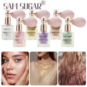 Sam Sugar Face Contour Highlight Powder, Glow Seeker Highlighter, Long-Lasting Sweat-Proof Stage Makeup, Shimmer Body Spray, Perfect for Performances