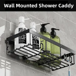 Upgrade Bathroom Shower Caddy Shelf, Wall Mounted No Drill Shower Organizer Rack, Rustproof Waterproof Storage Holder for Bathroom Toilet Kitchen Toiletry Shampoo Soap Organizer
