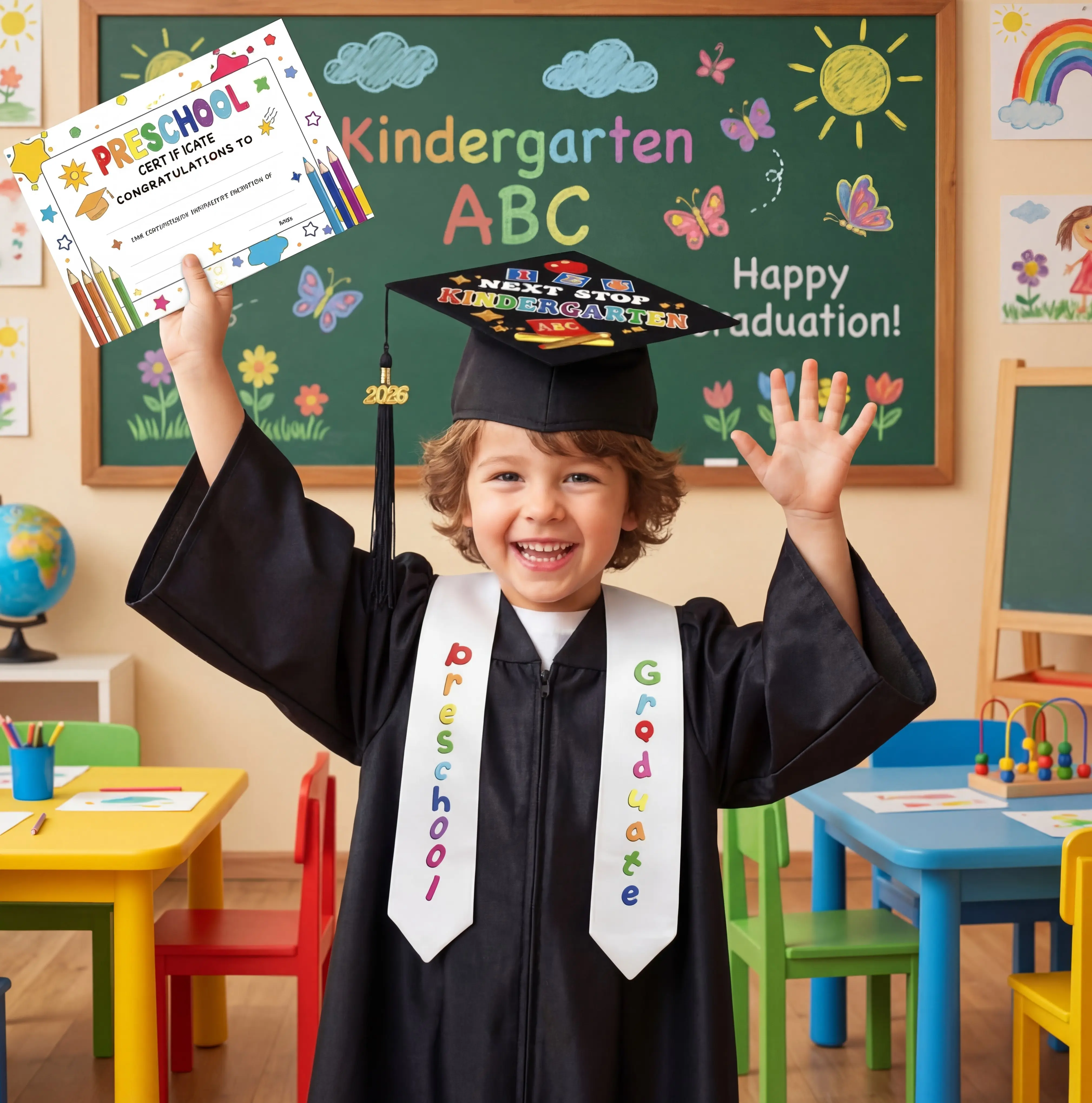 2026 Preschool Graduation Cap and Gown Set Kindergarten Graduation Outfit  with 2026 Tassel and Certificate to Graduation Photoshoot for Kids Boys and  Girls Class Friends Student PrK Graduation Gift - TikTok Shop