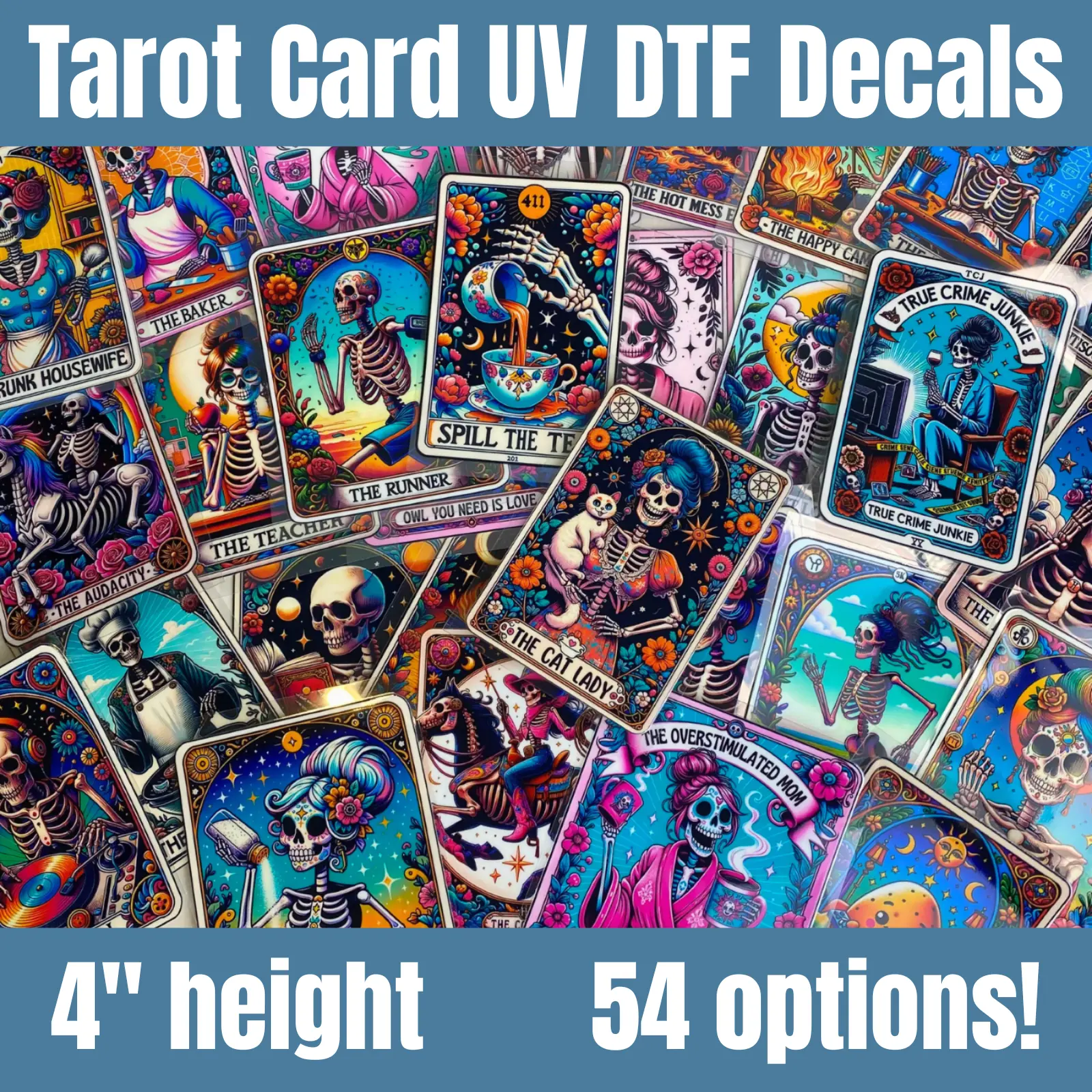 UV DTF Tarot Cards, 4" height, Cup Decals, Cup Stickers, Funny Stickers