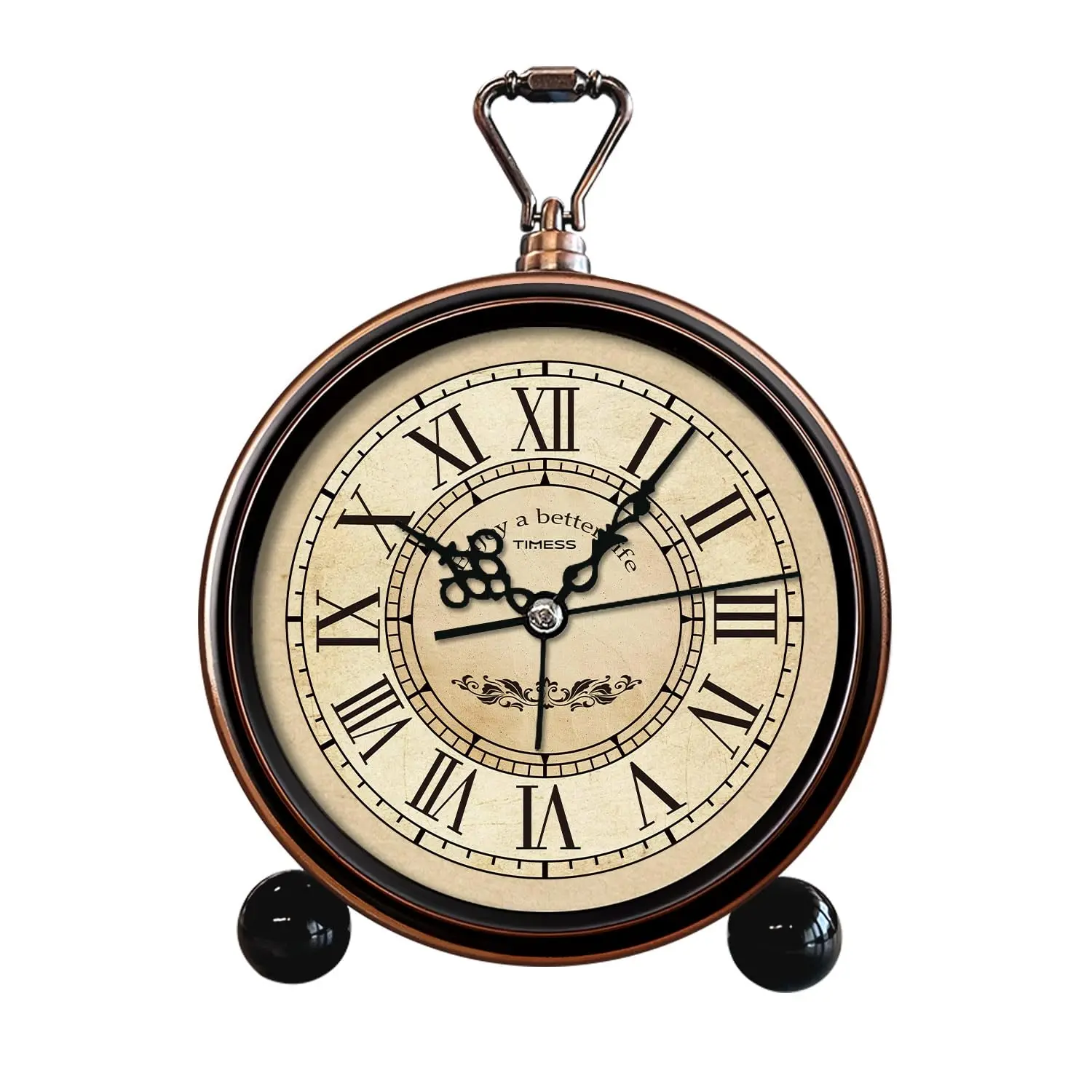 Vintage Silent Alarm Clock with Large Roman Numeral Dial and Metal Frame, Home Decor for Living Room Bedroom,Retro Decoration,Holiday and Birthday Gift summerwins